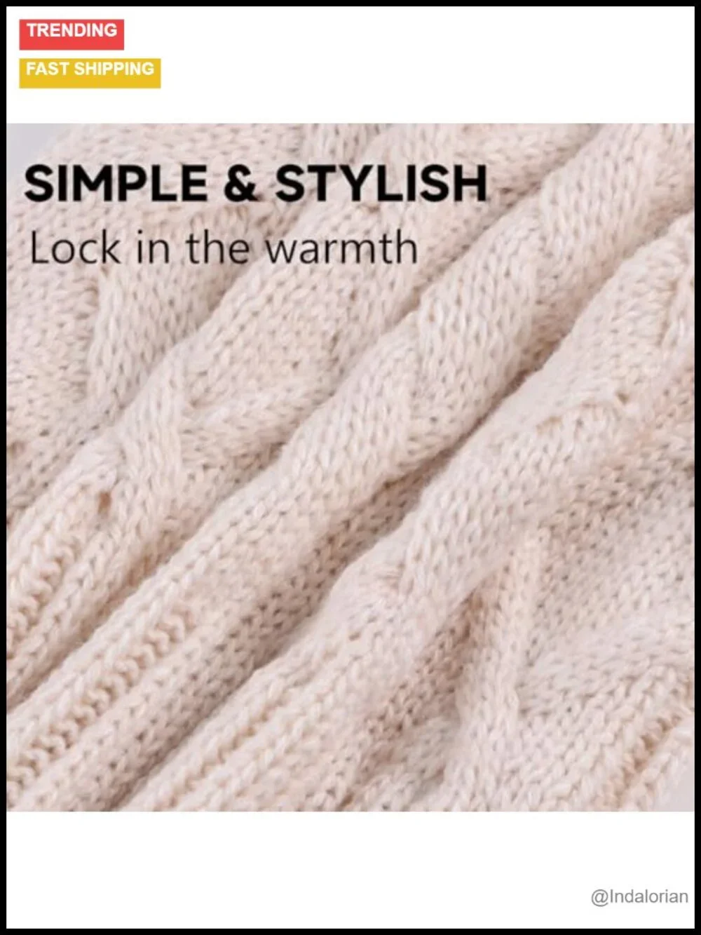 Acrylic Cable Knitted Infinity Scarf Neck Warmer Cold Weather